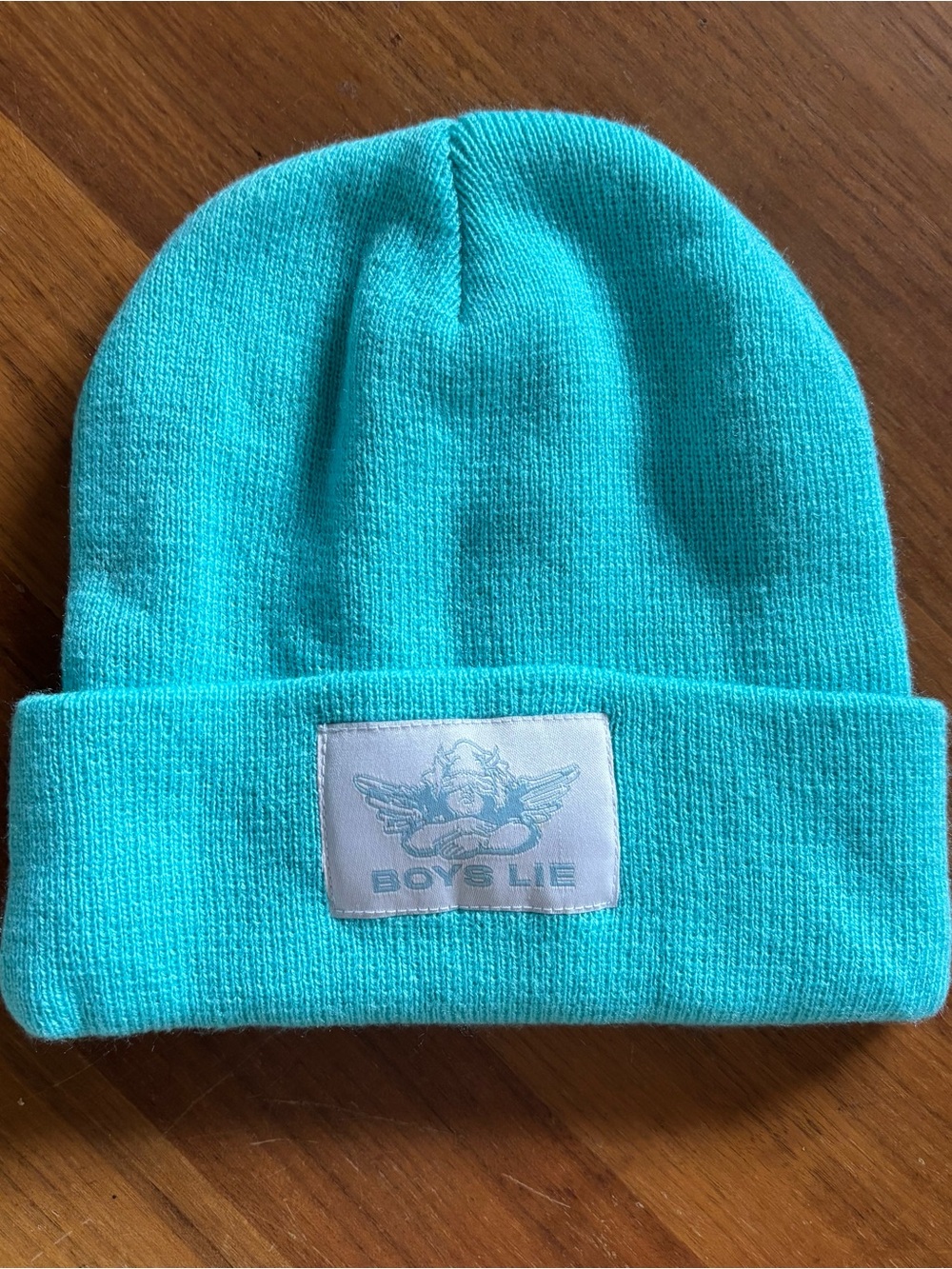 Boys lie turquoise beanie